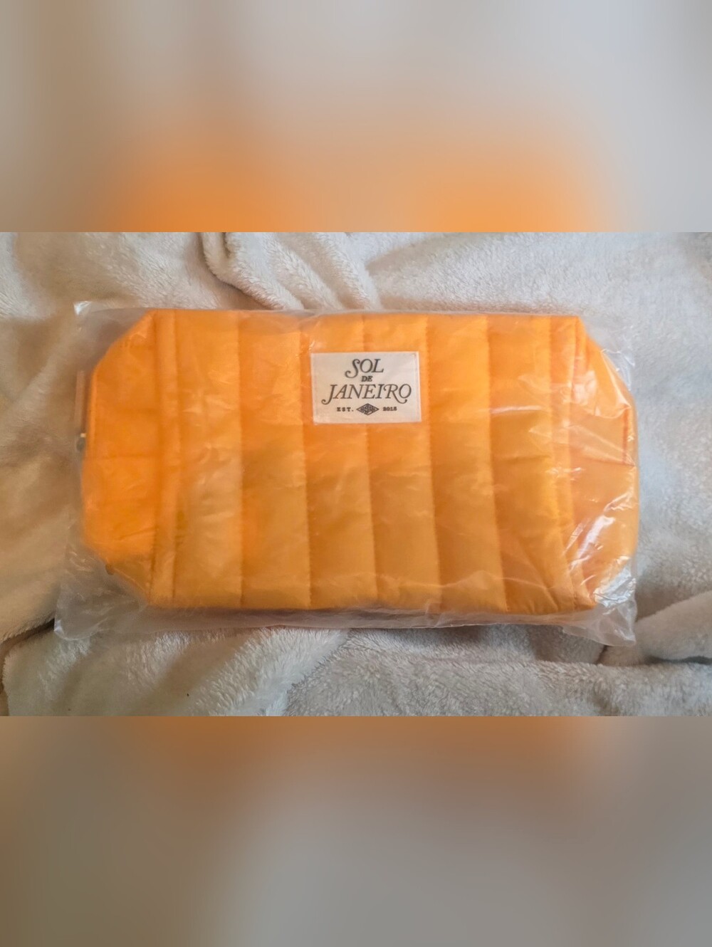 Sol de Janeiro Orange Yellow Quilted Puffer Bag Limited Edition NEW